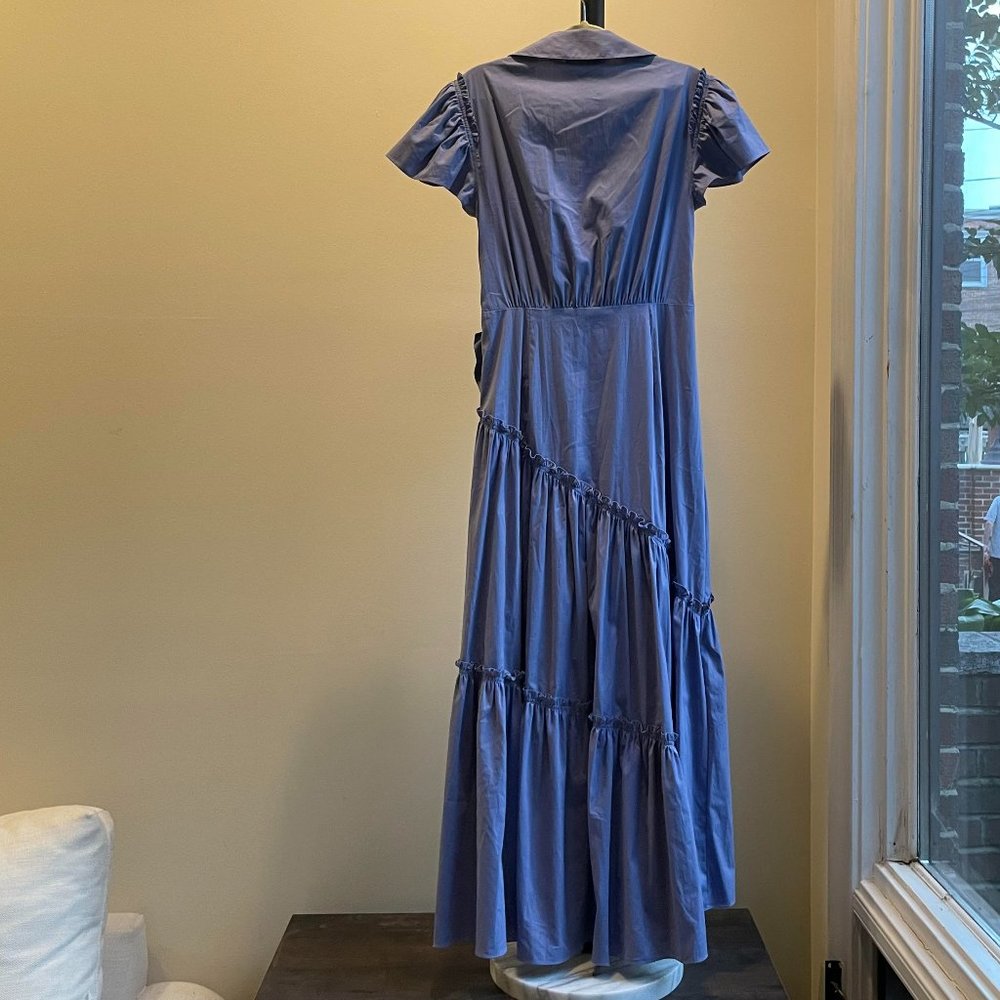 cinq a sept Blue Ruffle Wrap Midi Dress - Picture 3 of 8